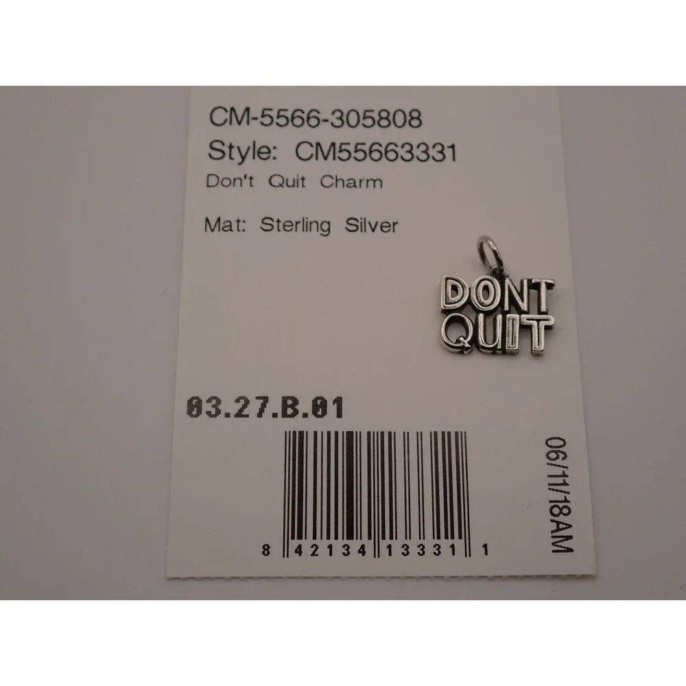 NEW James Avery Sterling Silver Dont Quit Charm Pendant 925 Inspirational Word - Picture 2 of 3